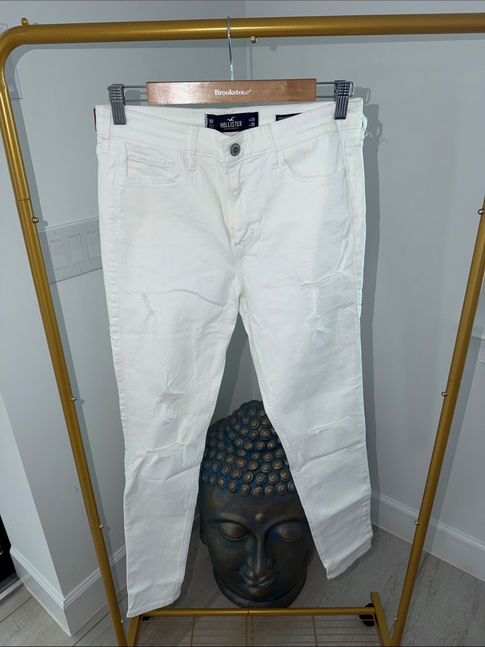 Hollister Women’s High rise White Skinny Ripped Jeans